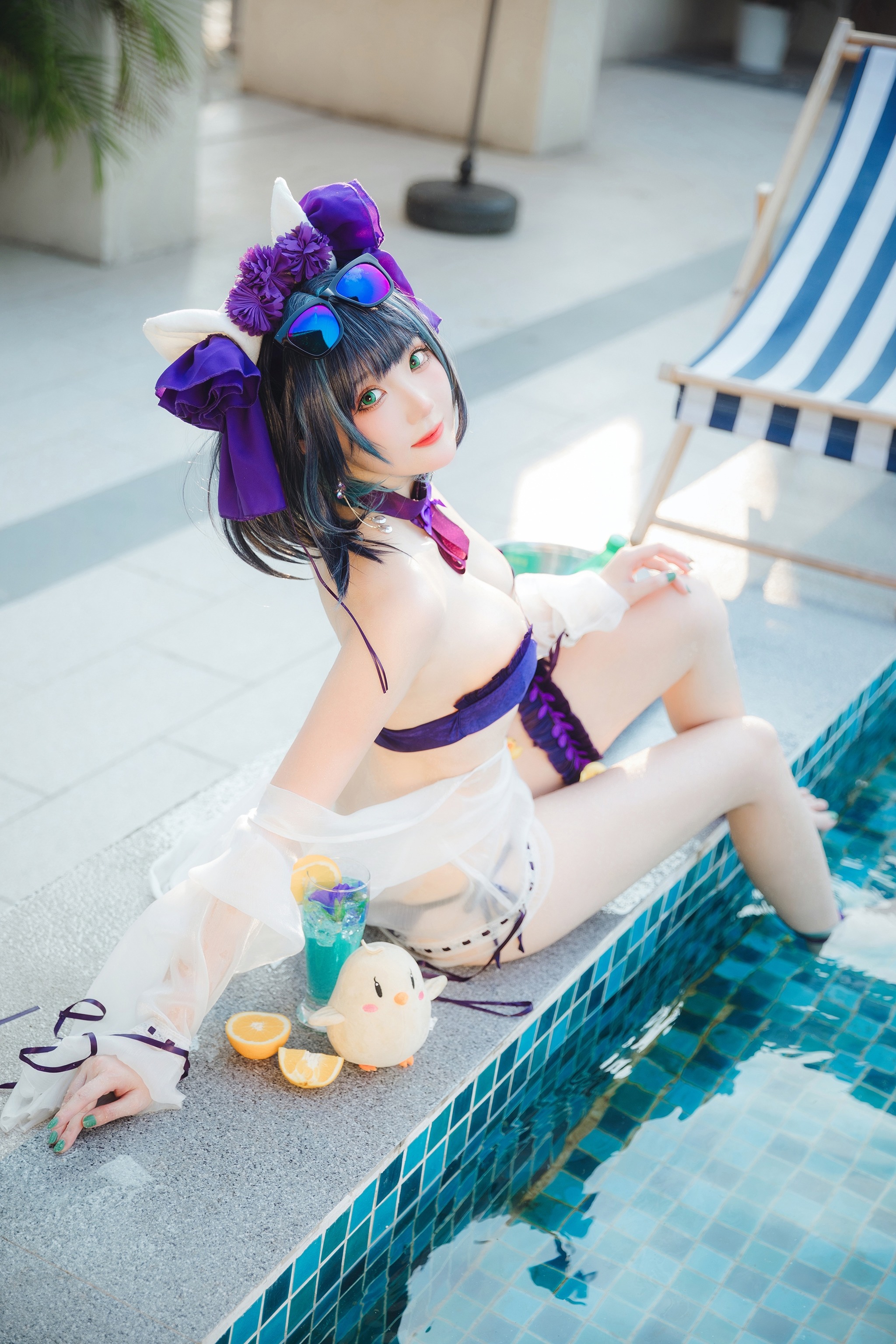 图片[1]-瓜希酱 – NO.075 柴郡泳装 [32P]-XikXak